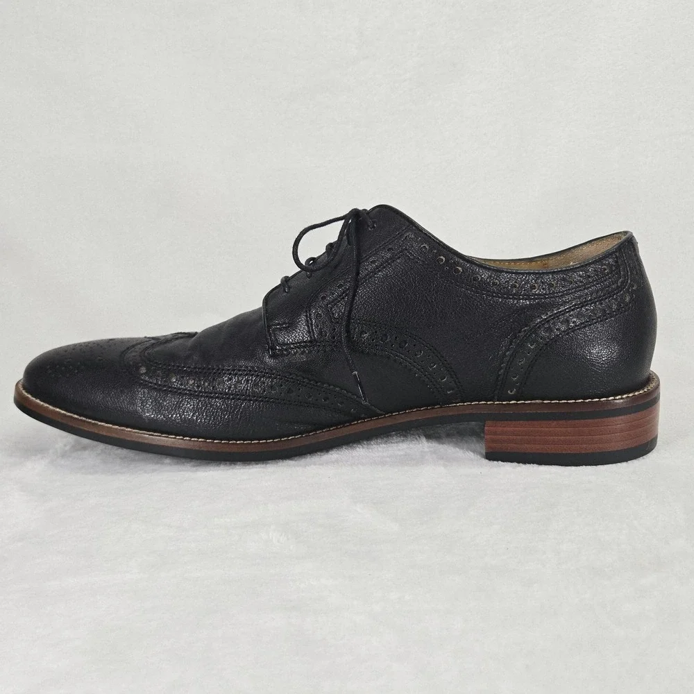 Cole Haan Shoes Mens 11.5 Black Wingtip Oxford Brogue Cap Toe Grand.OS Leather
